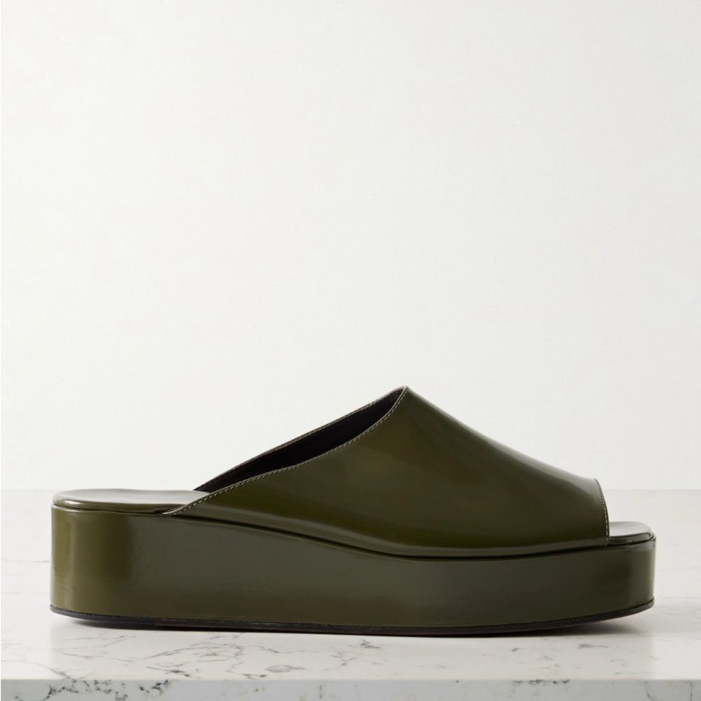 The Row Patent Leather Flatform Open Toe Mule In … - image 1